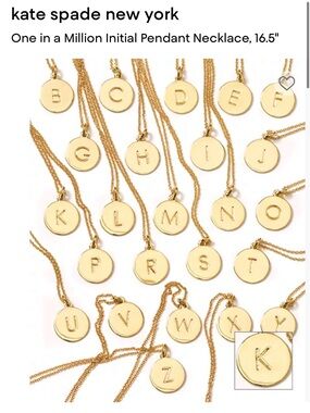 kate spade Gold Initial Disc Pendant Necklace - Letter K